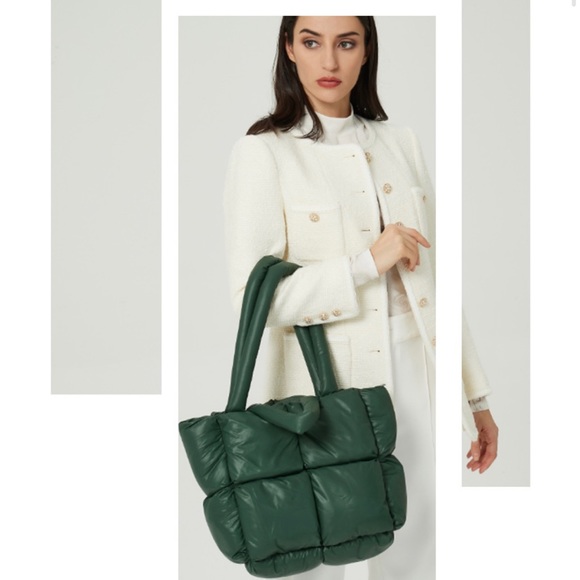 New Black and white color Down Puff Shoulder Bag Handbag Puffy Soft Carry Bag - Picture 8 of 11